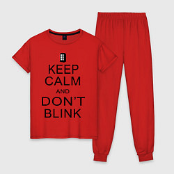 Пижама хлопковая женская Keep Calm & Don't Blink, цвет: красный