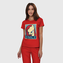 Пижама хлопковая женская MLP: Smile, цвет: красный — фото 2
