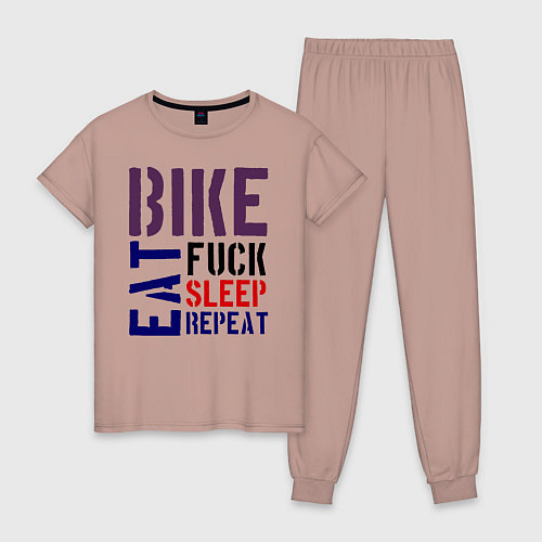 Женская пижама Bike eat sleep repeat / Пыльно-розовый – фото 1