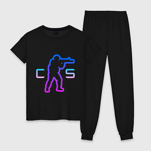 Женская пижама CS - логотип с бойцом / Черный – фото 1