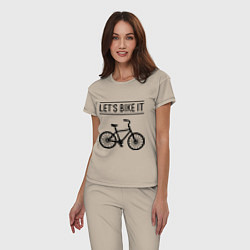 Пижама хлопковая женская Lets bike it, цвет: миндальный — фото 2
