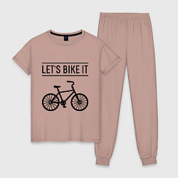 Пижама хлопковая женская Lets bike it, цвет: пыльно-розовый