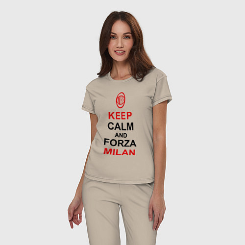 Женская пижама Keep Calm & Forza Milan / Миндальный – фото 3