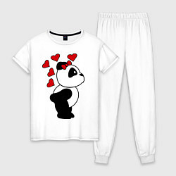 Пижама хлопковая женская Поцелуй панды: для нее, цвет: белый