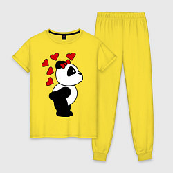 Пижама хлопковая женская Поцелуй панды: для нее, цвет: желтый