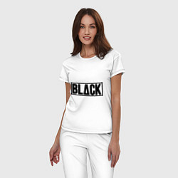 Пижама хлопковая женская BLACK цвета белый — фото 2