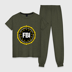 Пижама хлопковая женская FBI Departament, цвет: меланж-хаки