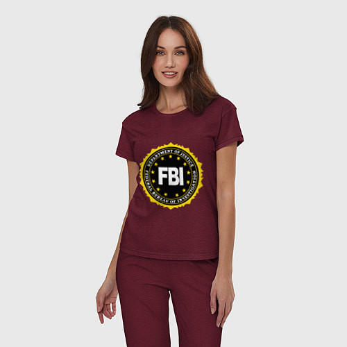Женская пижама FBI Departament / Меланж-бордовый – фото 3