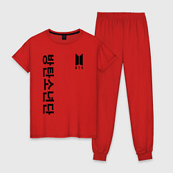 Пижама хлопковая женская BTS Korea, цвет: красный