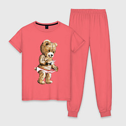 Пижама хлопковая женская Nasty Bear, цвет: коралловый