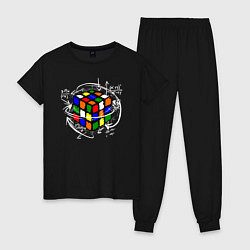 Пижама хлопковая женская Кубик Рубика, цвет: черный