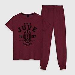 Пижама хлопковая женская Forza Juve 1897: Torino, цвет: меланж-бордовый