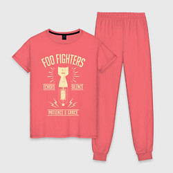 Пижама хлопковая женская Foo Fighters: Patience & Grace цвета коралловый — фото 1