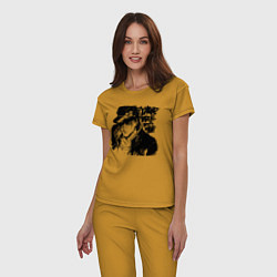 Пижама хлопковая женская JoJo, цвет: горчичный — фото 2