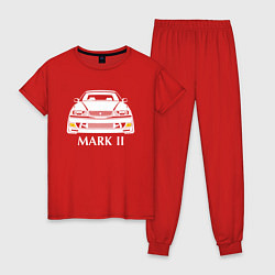 Пижама хлопковая женская Toyota Mark2 JZX100, цвет: красный