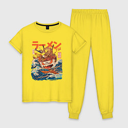 Пижама хлопковая женская Great Ramen: Kanagawa, цвет: желтый