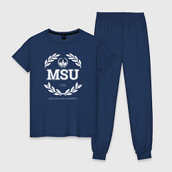 Пижама хлопковая женская MSU, цвет: тёмно-синий