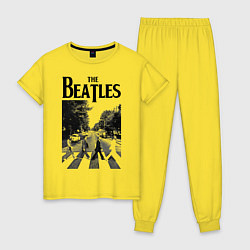 Пижама хлопковая женская The Beatles: Mono Abbey Road цвета желтый — фото 1