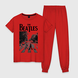 Пижама хлопковая женская The Beatles: Mono Abbey Road, цвет: красный