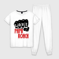 Пижама хлопковая женская Love Papa Roach, цвет: белый