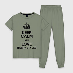 Пижама хлопковая женская Keep Calm & Love Harry Styles, цвет: авокадо