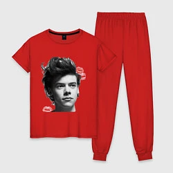 Пижама хлопковая женская Harry Styles, цвет: красный
