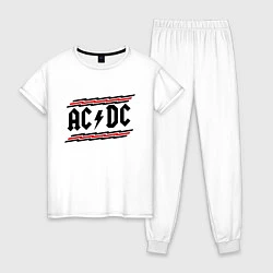 Пижама хлопковая женская AC/DC Voltage, цвет: белый