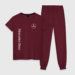 Пижама хлопковая женская MERCEDES-BENZ, цвет: меланж-бордовый