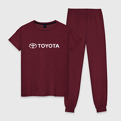 Пижама хлопковая женская TOYOTA, цвет: меланж-бордовый
