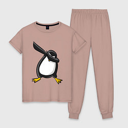 Пижама хлопковая женская DAB Pinguin, цвет: пыльно-розовый
