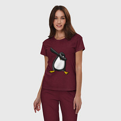 Пижама хлопковая женская DAB Pinguin, цвет: меланж-бордовый — фото 2