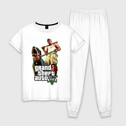 Пижама хлопковая женская GTA 5: Man & Dog, цвет: белый