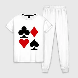 Пижама хлопковая женская Масти карт, цвет: белый