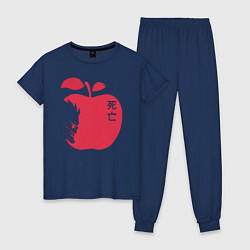 Пижама хлопковая женская Тетрадь Смерти - Рюк и яблоко, цвет: тёмно-синий