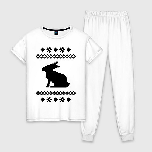 Женская пижама Узор с зайцем / Белый – фото 1
