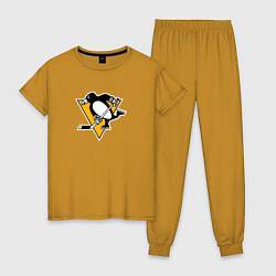 Пижама хлопковая женская Pittsburgh Penguins: Evgeni Malkin, цвет: горчичный