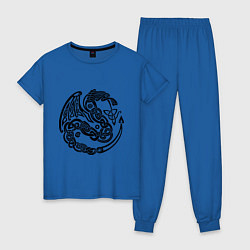 Пижама хлопковая женская Кельтский дракон, цвет: синий