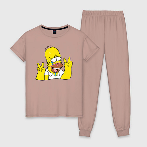 Женская пижама Homer Ahegao / Пыльно-розовый – фото 1