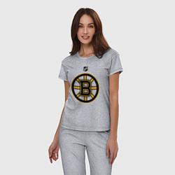 Пижама хлопковая женская Boston Bruins NHL, цвет: меланж — фото 2