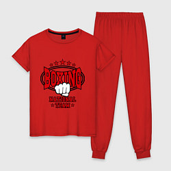 Пижама хлопковая женская Boxing national team, цвет: красный