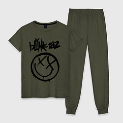 Пижама хлопковая женская BLINK-182, цвет: меланж-хаки