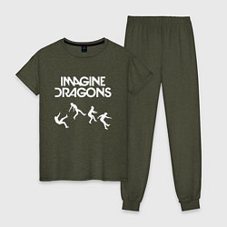 Пижама хлопковая женская IMAGINE DRAGONS, цвет: меланж-хаки