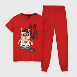 Пижама хлопковая женская Лихие 90-е, цвет: красный