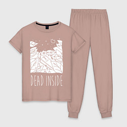 Пижама хлопковая женская Dead Inside, цвет: пыльно-розовый