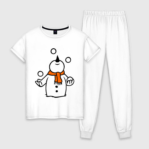 Женская пижама Снеговик играет в снежки / Белый – фото 1