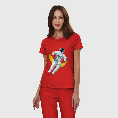 Женская пижама Космонавт на банане / Красный – фото 3