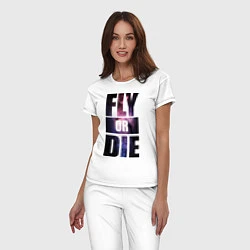 Пижама хлопковая женская Fly or Die: Space, цвет: белый — фото 2