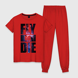 Пижама хлопковая женская Fly or Die: Space цвета красный — фото 1