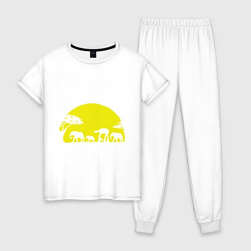 Женская пижама Слоники на закате / Белый – фото 1