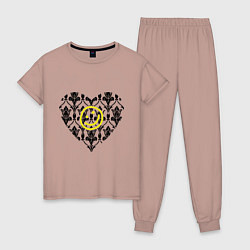 Пижама хлопковая женская Шерлок Сердце и Смайлик, цвет: пыльно-розовый